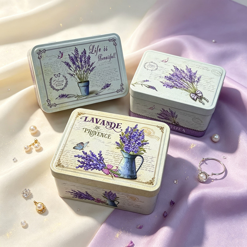 Tin Container Lid - Scatola di Latta Rettangolare Vintage con